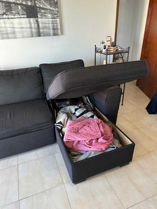 Sofá 3 lugares com chase baú