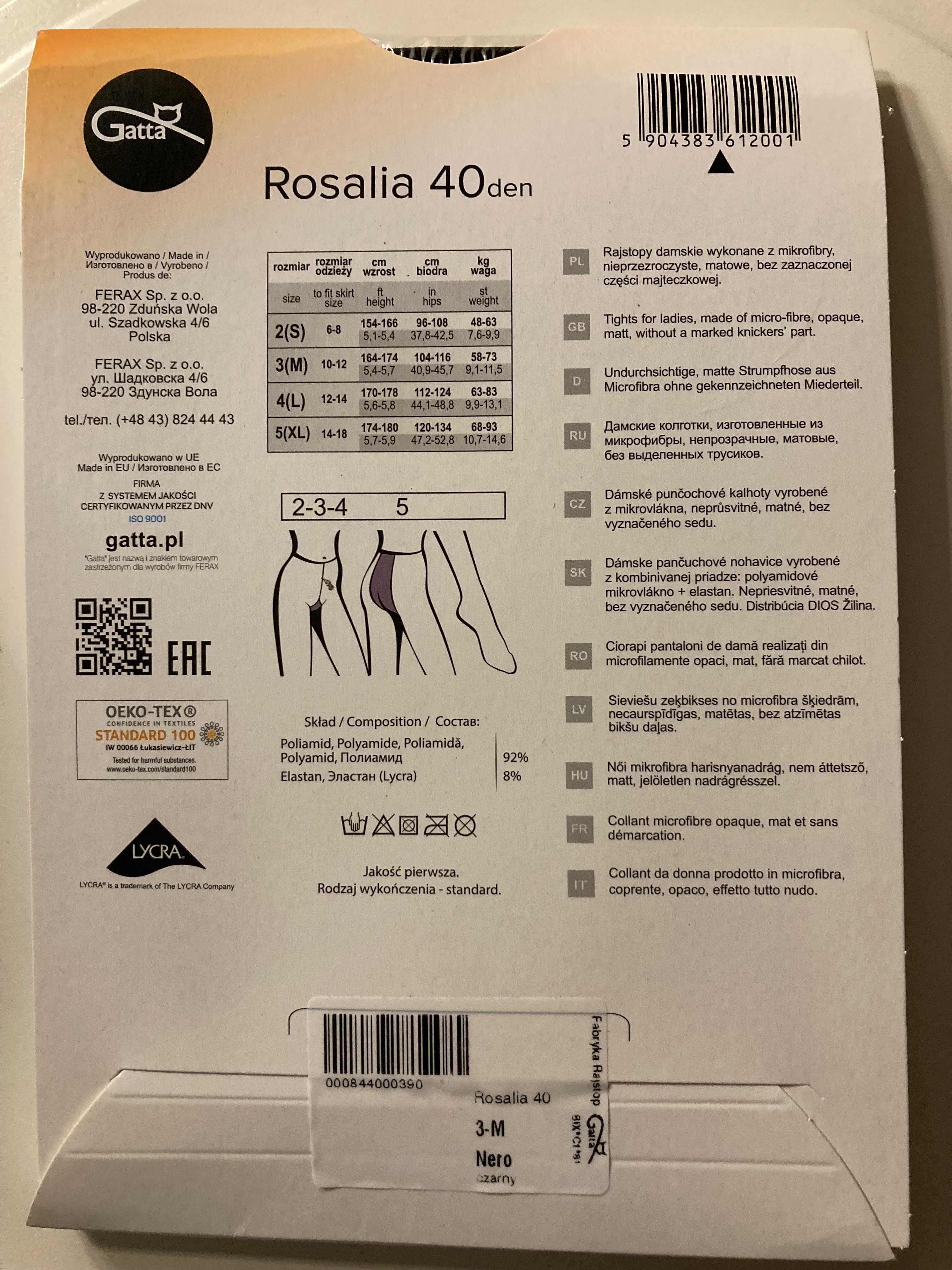 Rajstopy Gatta Rosalia  40Den 3-M NERO
