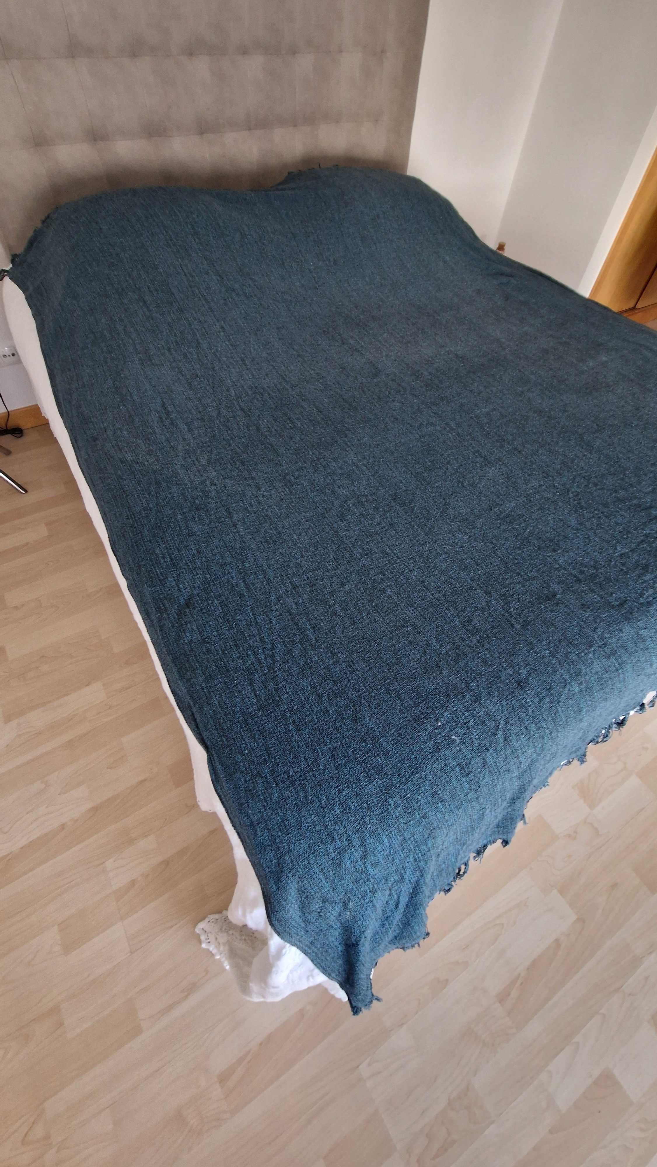 Manta azul esverdeado, 165 cm largura x 220 comprimento