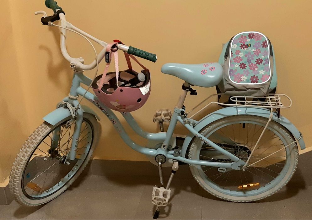 Rower dziewczęce 20 cali błękitny Mexller Sisi kask plecak