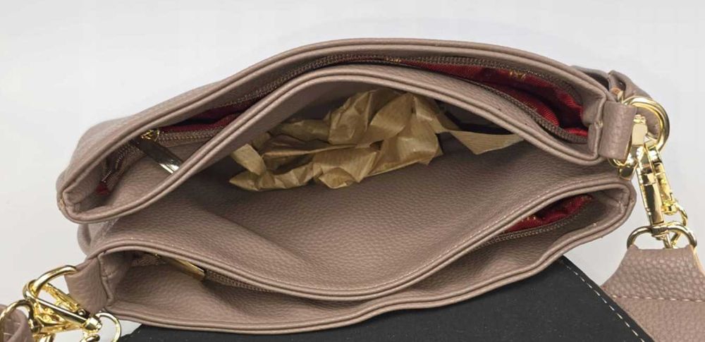 Torebka MASSIMO CONTTI raportówka listonoszka kolor Écru eko zamsz