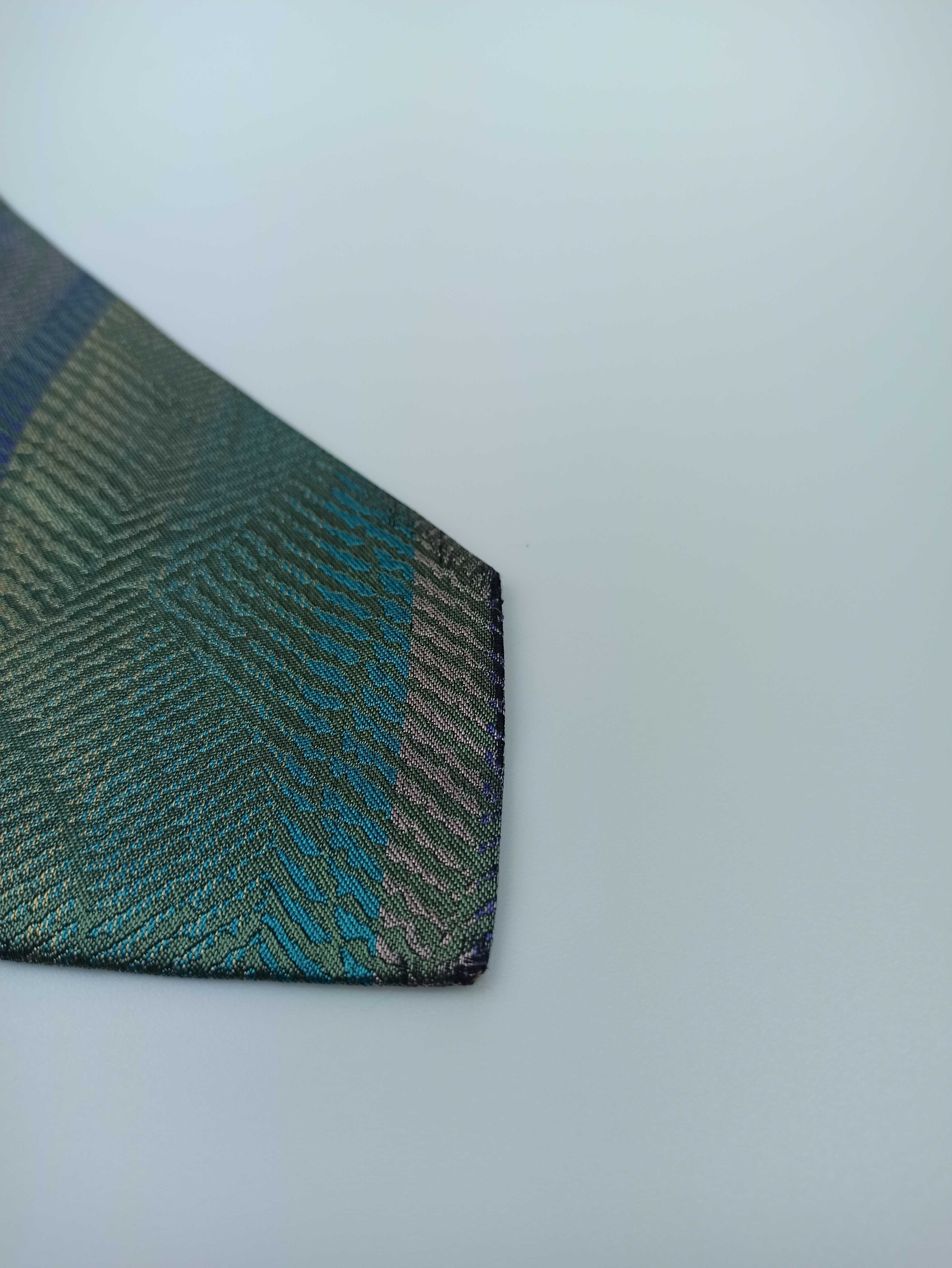 Paolo Da Ponte zielony niebieski jedwabny krawat pa16