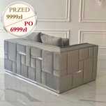 Luksusowa szara sofa 2 osobowa designerska srebrna kanapa