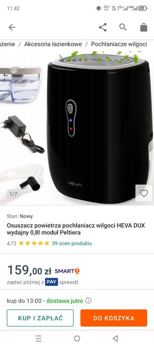 Osuszacz powietrza pochłaniacz wilgoci HEVA DUX wydajny 0,8l moduł Pel