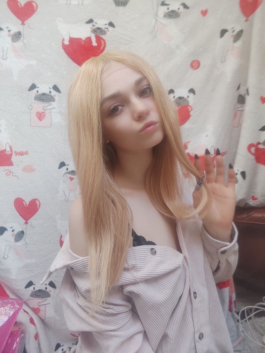 WIG human hair miodowy blond ludzkie włosy peruka lace front