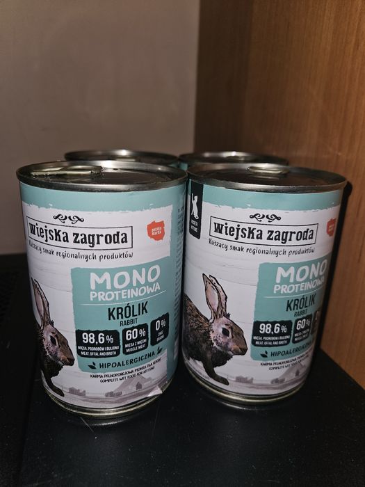 Karma mokra dla kota Wiejska Zagroda mono królik hipoalergiczna 4szt