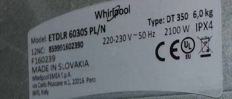 Pralka Whirlpool ETDLR60305 6kg.1000obr Gwarancja Transport Serwis AGD