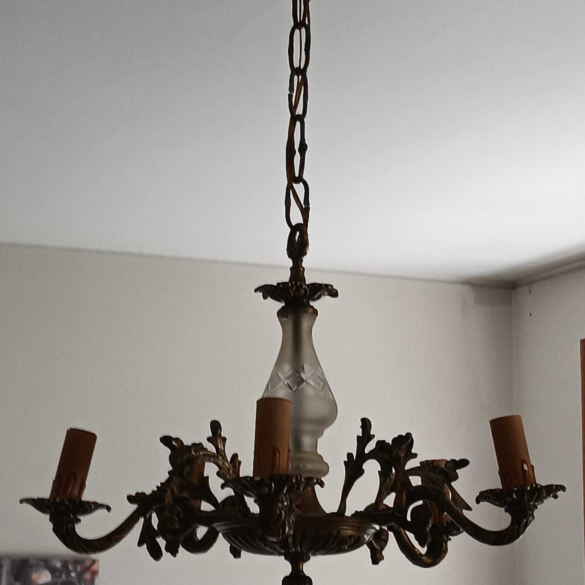 Candeeiro Cobre tipo Candelabro 6 lâmpadas