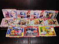 Puzzle dla dzieci kompletne 30 i 60 el Auta Frozen Bing Scooby Doo