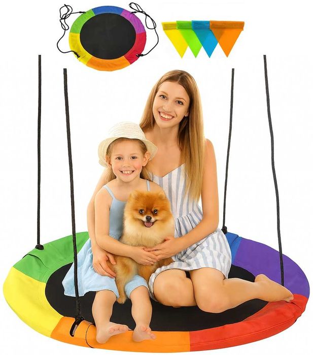 Bocianie Gniazdo Huśtawka Ogrodowa Wisząca dla Dzieci Duża Mocna 100cm