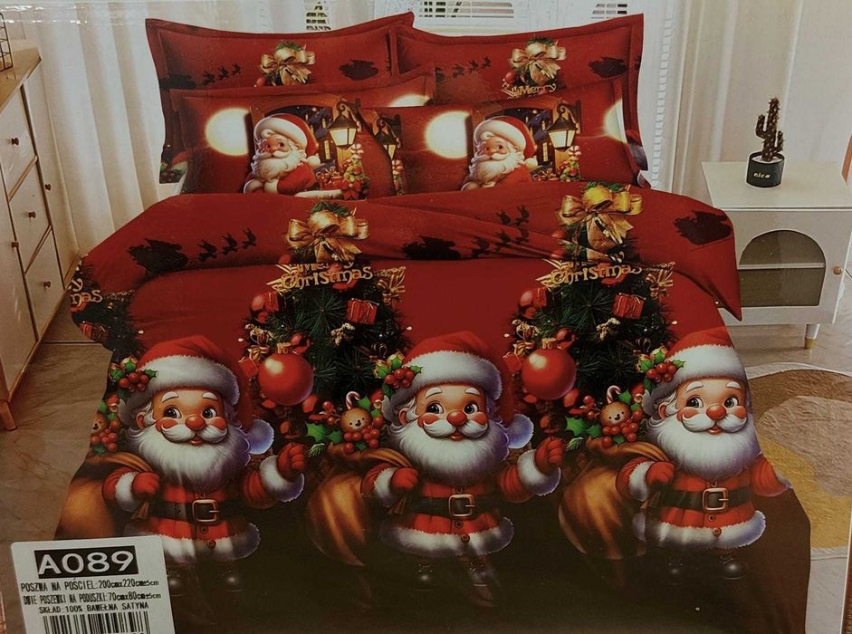 Pościel świąteczna 160x200 Prezent na Mikołajki Boże Narodzenie