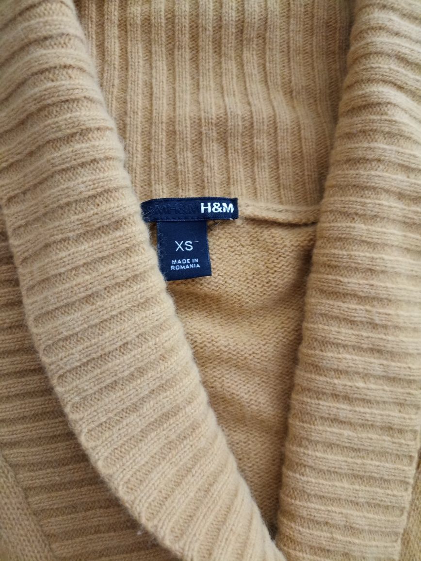 Sweter kardigan H&M musztardowy