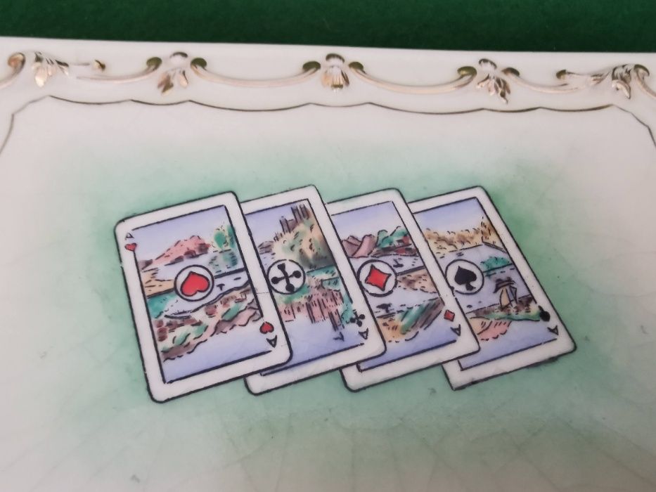 Caixa para 2 baralhos de cartas em cerâmica da fábrica Aleluia (Aveiro