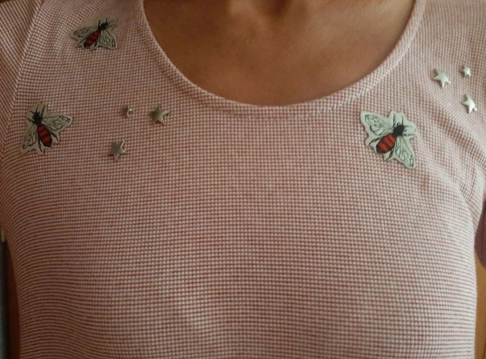 Vestido rosa c renda e bordados, M