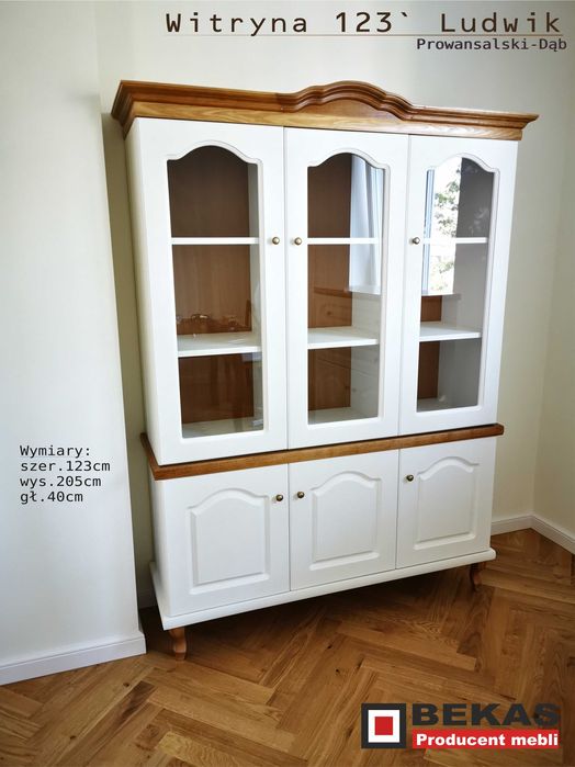 Stylowy Prowansalski Kredens 123 Dąb Ecru Ludwik Producent Mebli BEKAS