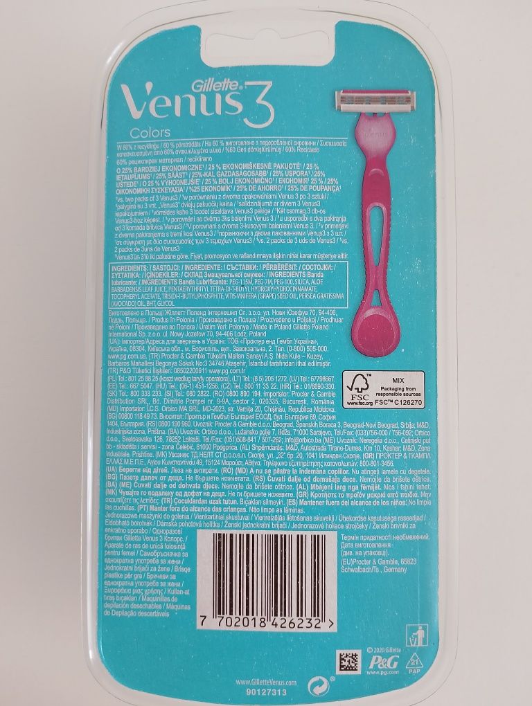 Gillette Venus 3 Colors Maszynka do golenia x 6 różowy