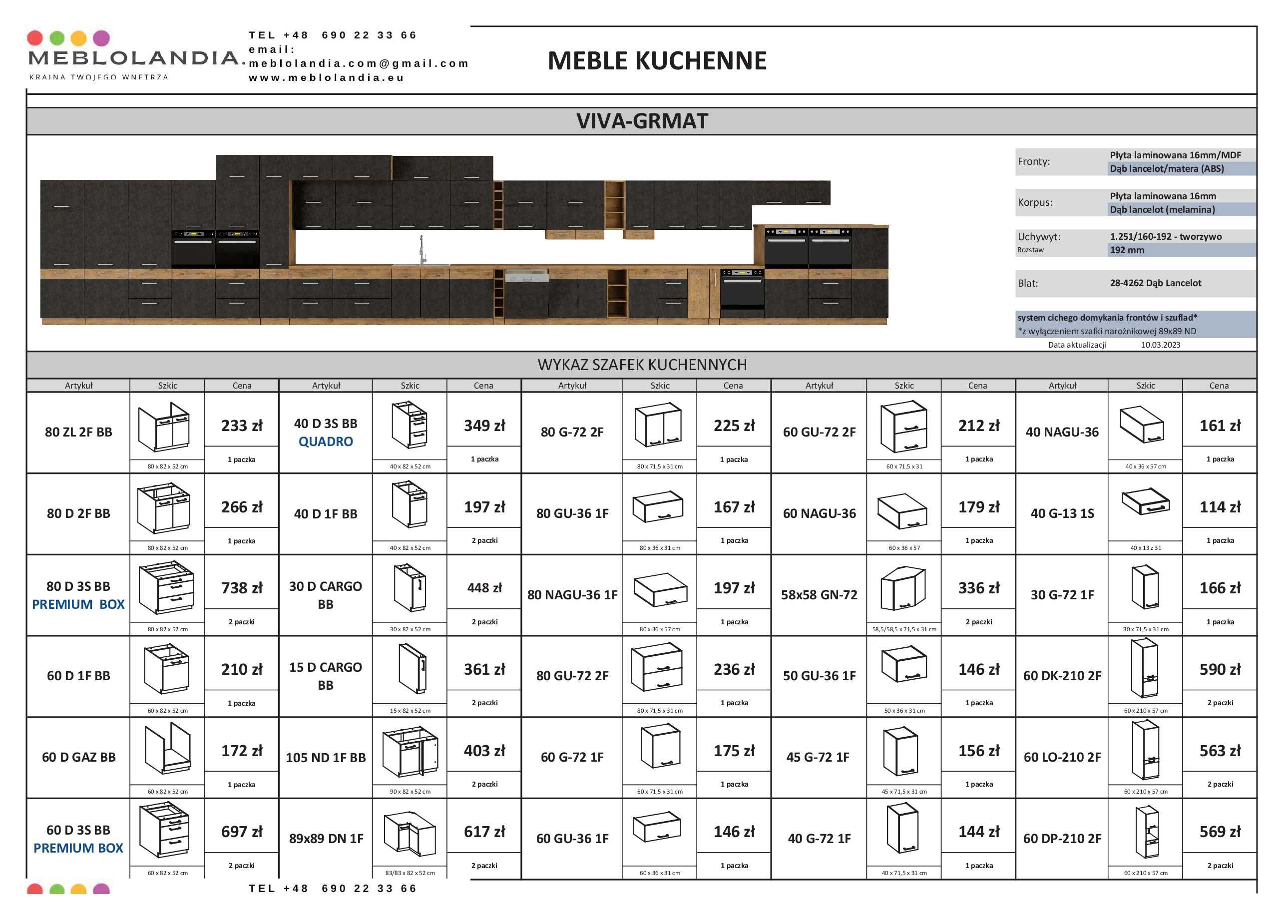 Nowoczesna Kuchnia meble kuchenne VIVA POŁYSK MDF modułowa