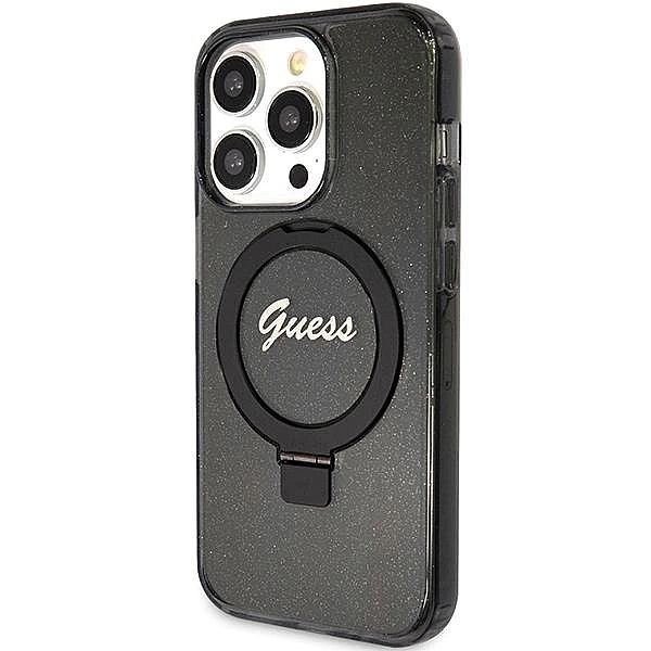 Etui Guess Ring Stand Script Glitter MagSafe na iPhone 15 Pro Max - cz