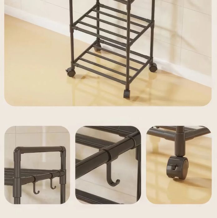 Полиця-стелаж підлогова 138×42×32 см на коліщатках