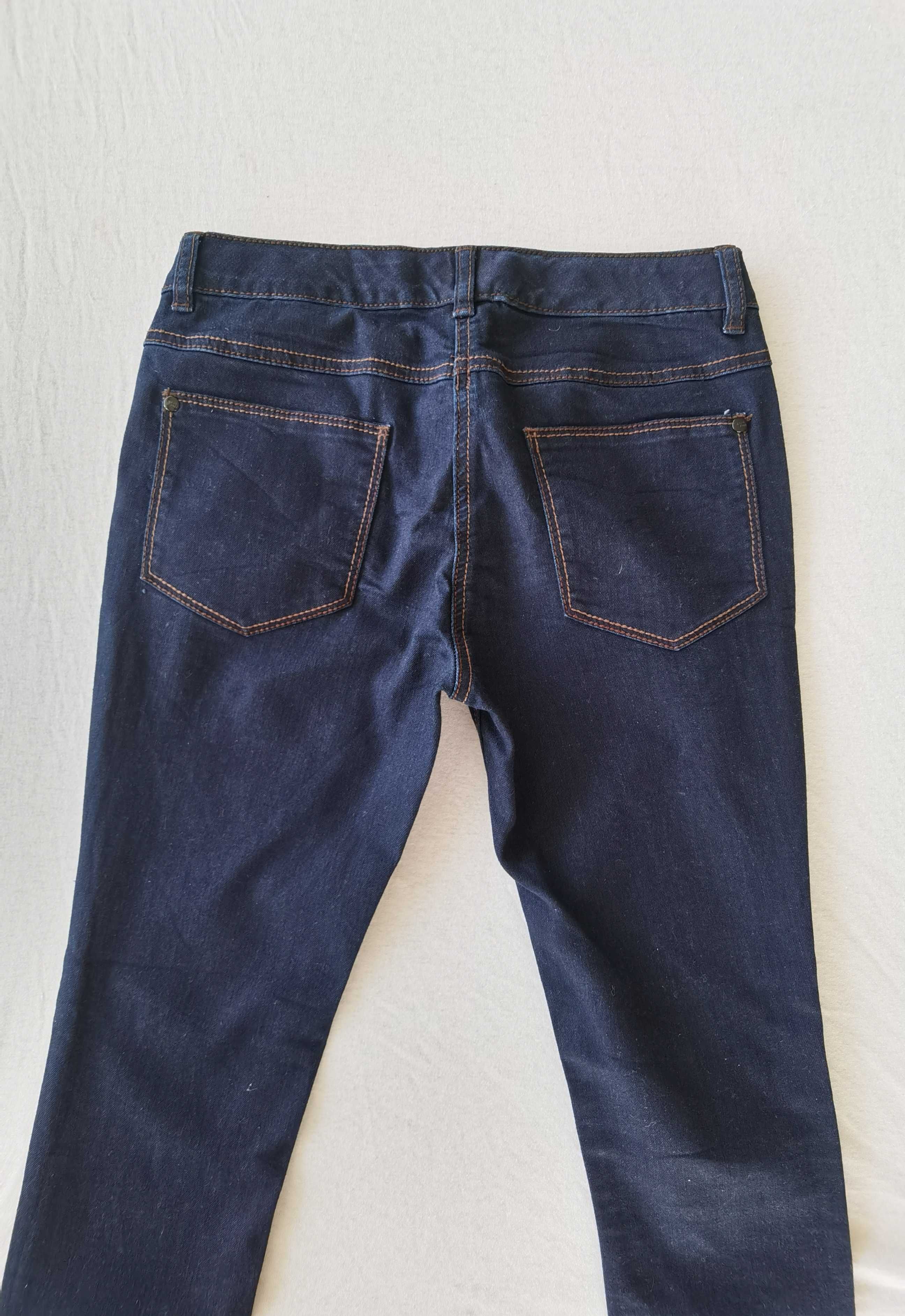 Spodnie Skinny, rurki, granatowe, elastyczne, 36/S