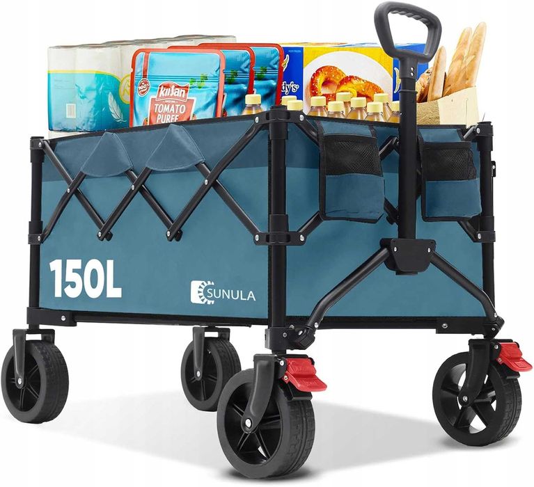 Wózek transportowy ogrodowy SUNULA 150L – składany, terenowy do 120kg