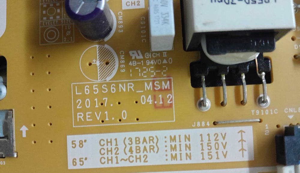 Televisão Samsung UE58MU612K vendo as peças