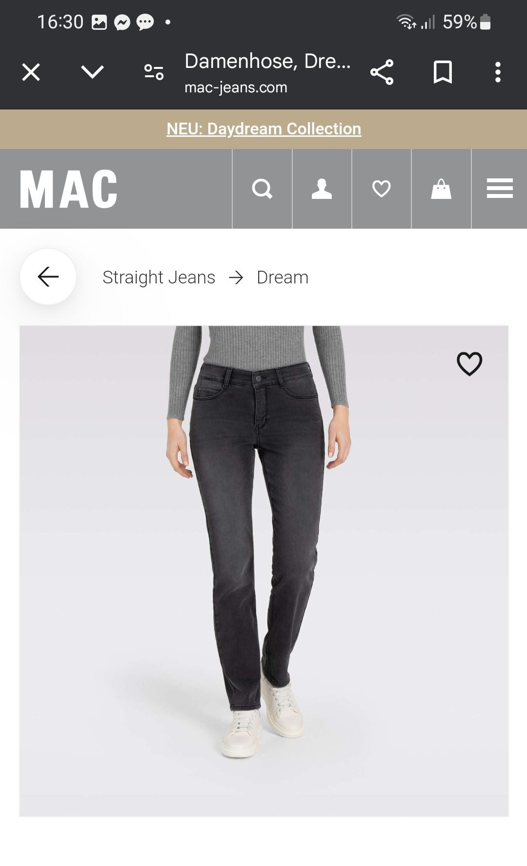 Dżinsy damskie MAC JEANS 38/32 model Dream Prosta nogawka Denim