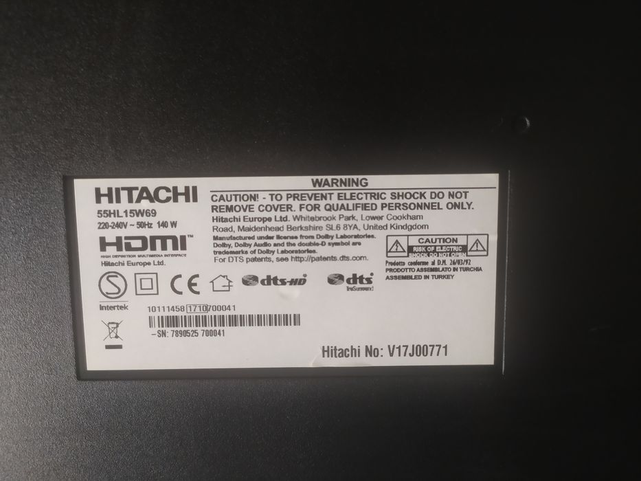 Zasilacz płyta główna 55 cali HITACHI 55HL15W69 TV LCD led oled
