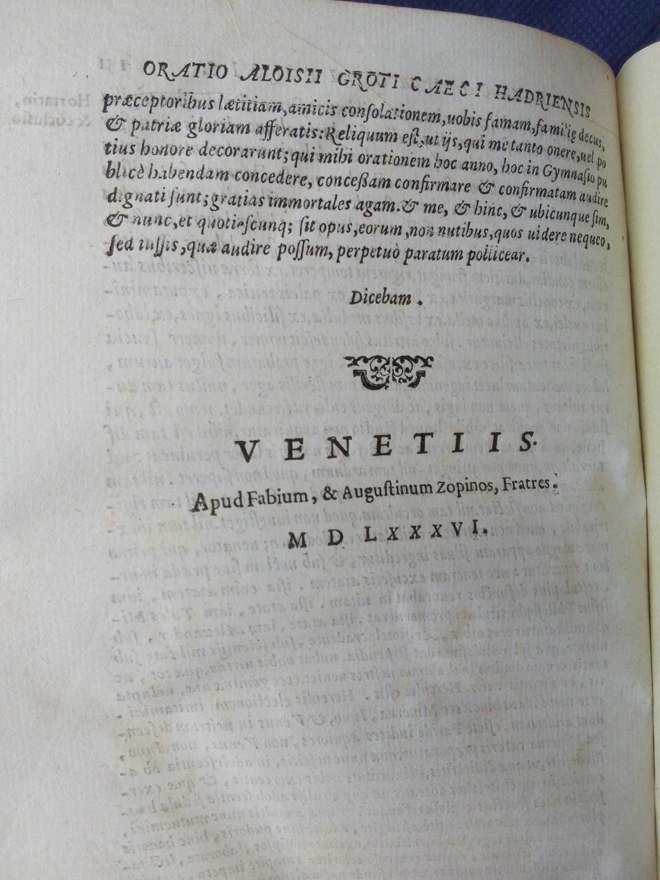 Rara e excelente 1.ª edição do século XVI de Luigi Groto. 1586.