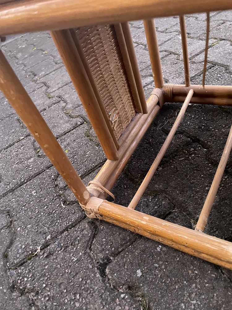 Bambusowa rattanowa wiklinowa brąz ławka siedzenie do renowacji