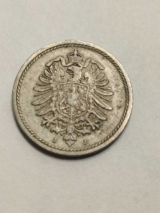 Sprzedam monetę Niemcy 5 pfennig 1876r. J -  stan  bardzo dobry