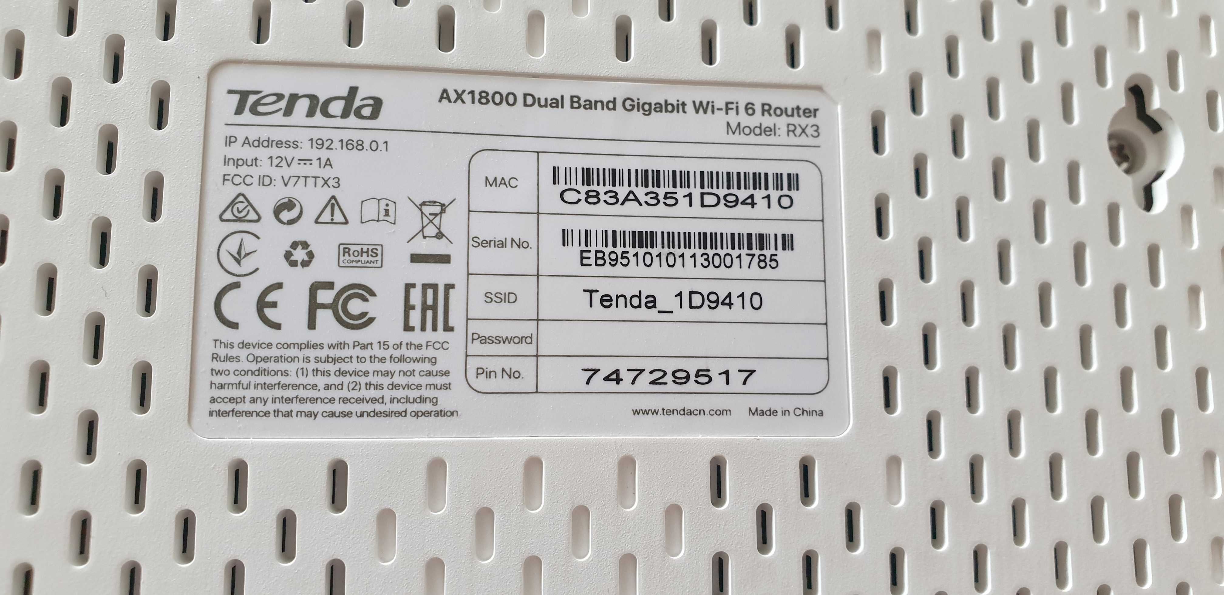 Router dwupasmowy wi-fi TENDA AX1800 Dual Band Gigabit