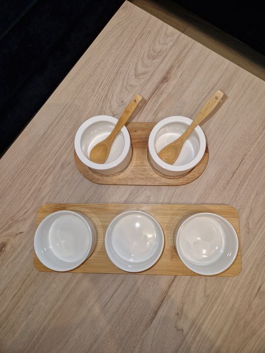 Zestaw taca z miseczkami do przystawek patera + home&you przyprawnik