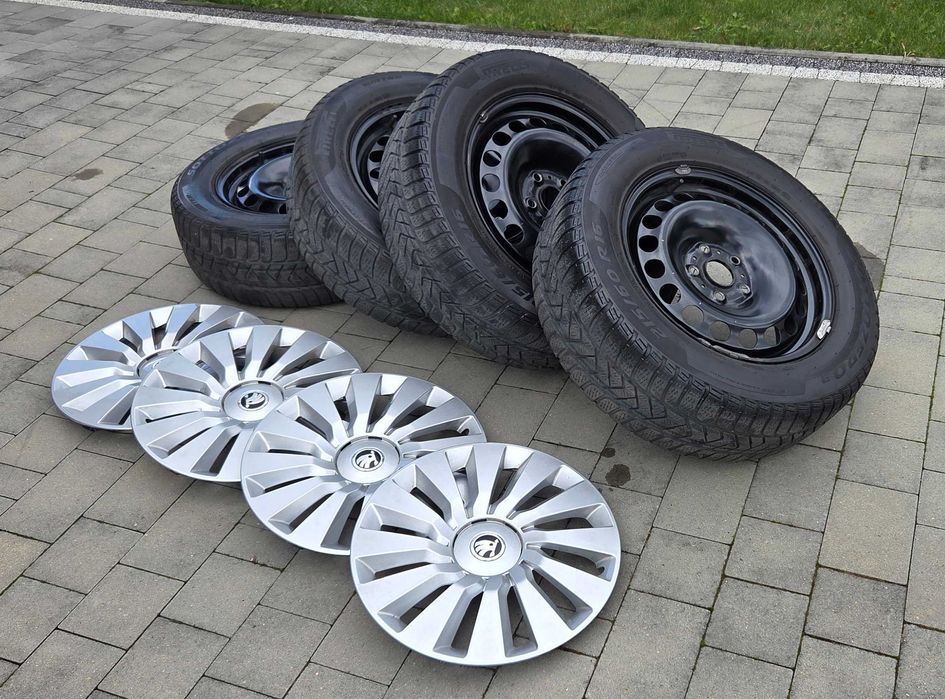 Felgi R16 5x112 6,5Jx używane 4 szt. z oponami zima 215/60 + kołpaki