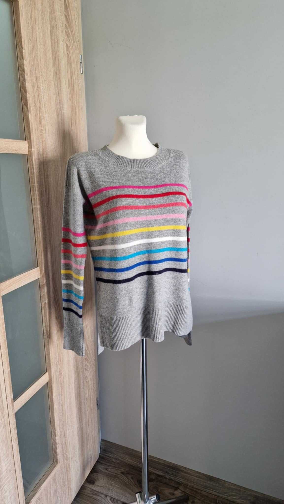 Szary sweter • w kolorowe paski • GAP 34/XS • nylon wełna bawełna
