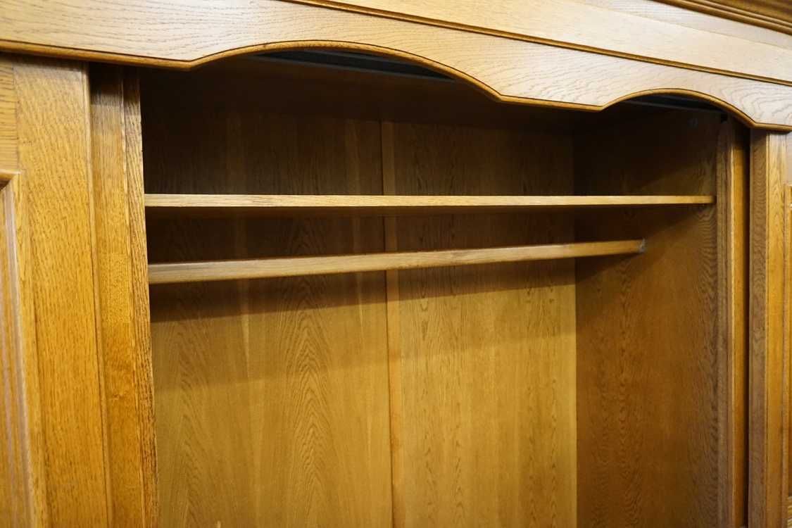 Szafa dębowa duża drzwi przesuwne lustra szer. 275 cm (p-1241)