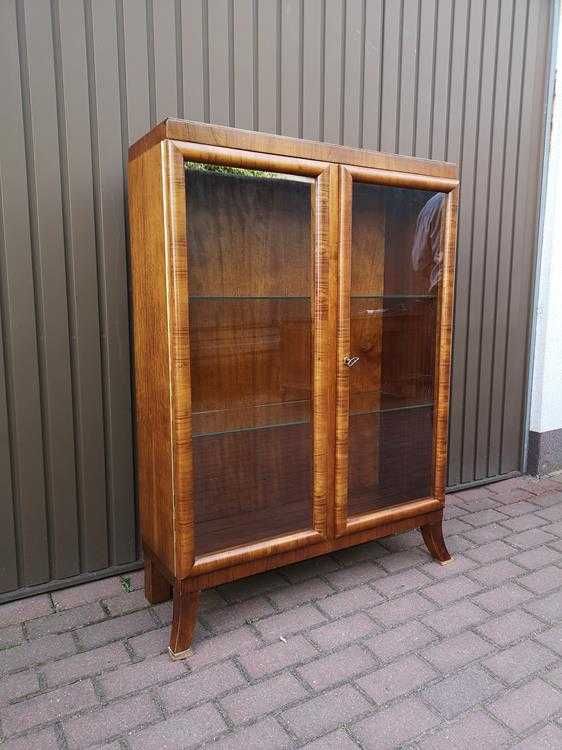 Witryna Biblioteka ART-DECO Orzech Stara Antyk Po Renowacji Okazja.