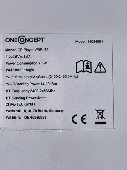 Інтернет - радіо кухонне OneConcept , Німеччина