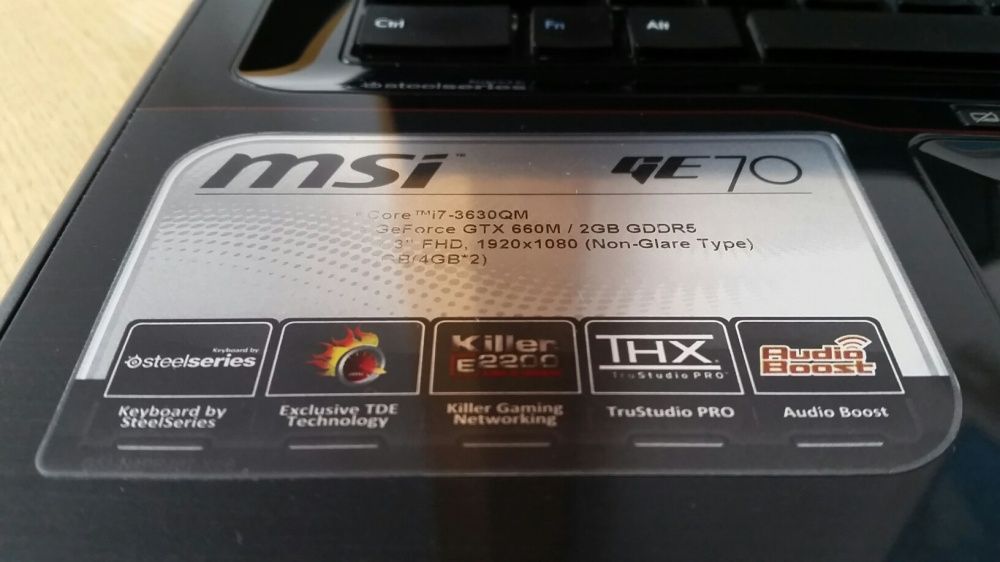 Laptop ge70 -17,3” laptop+zasilacz+torba