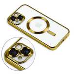 Plecki Silikonowe Etui Iphone 13/14/15Plus Pro Max Magsafe Złoty Case