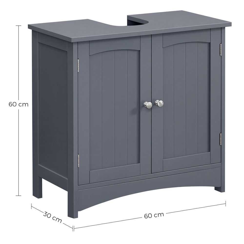 Szafka łazienkowa pod umywalkę szara 2-drzwiowa z półką 60cm