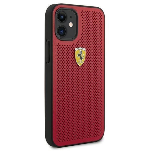 Etui Ferrari iPhone 12 Mini - Czerwony Perforowany - Kolekcja On Track