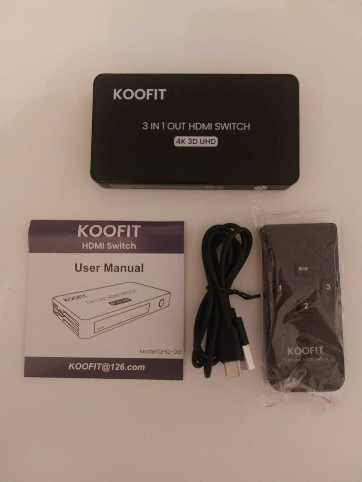 Przełącznik HDMI 3w1 Koofit 4K 3D UHD