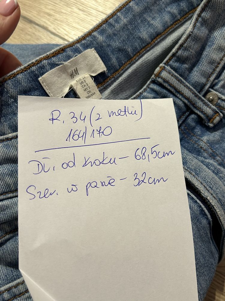 Spodnie jeansowe H&M szerokie nogawki wysoki stan młodzieżowe r XS