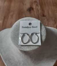 Kolczyki jajowate kółka srebrne Stainless steel ze stali chirurgicznej