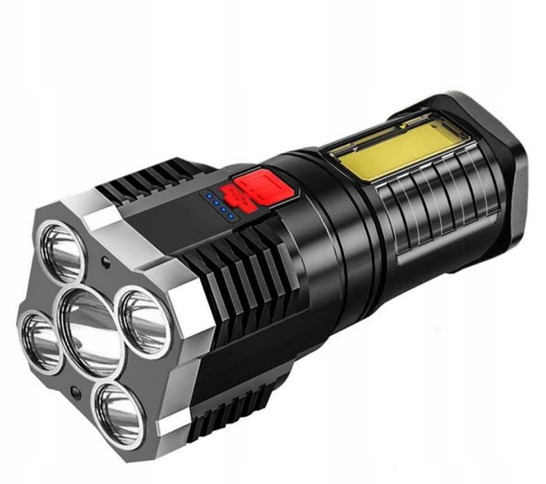 Latarka na akumulator ręczna szperacz LED COB USB mocna survival