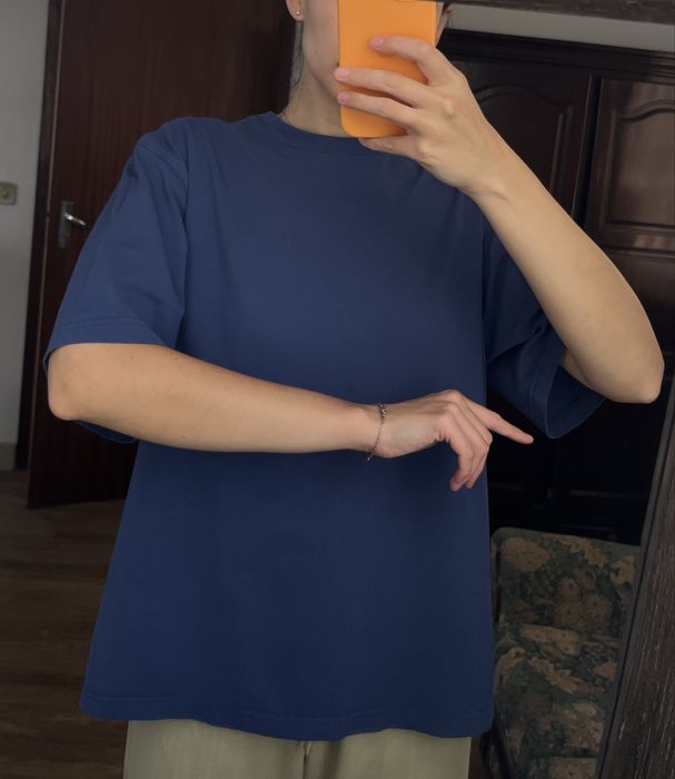 Жіноча синя оверсайз футболка