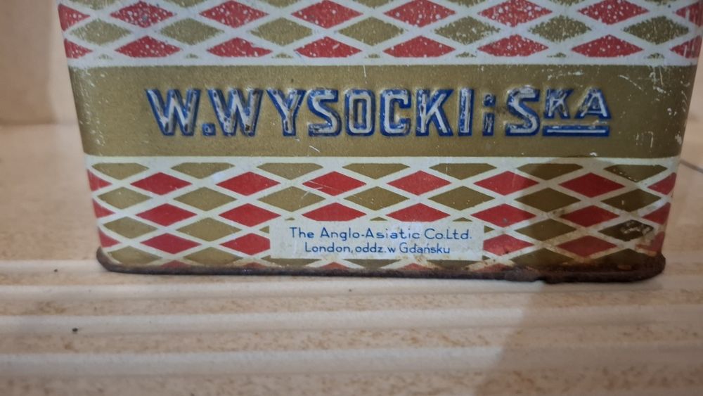 Puszka po herbacie przedwojenna Wysocki wp