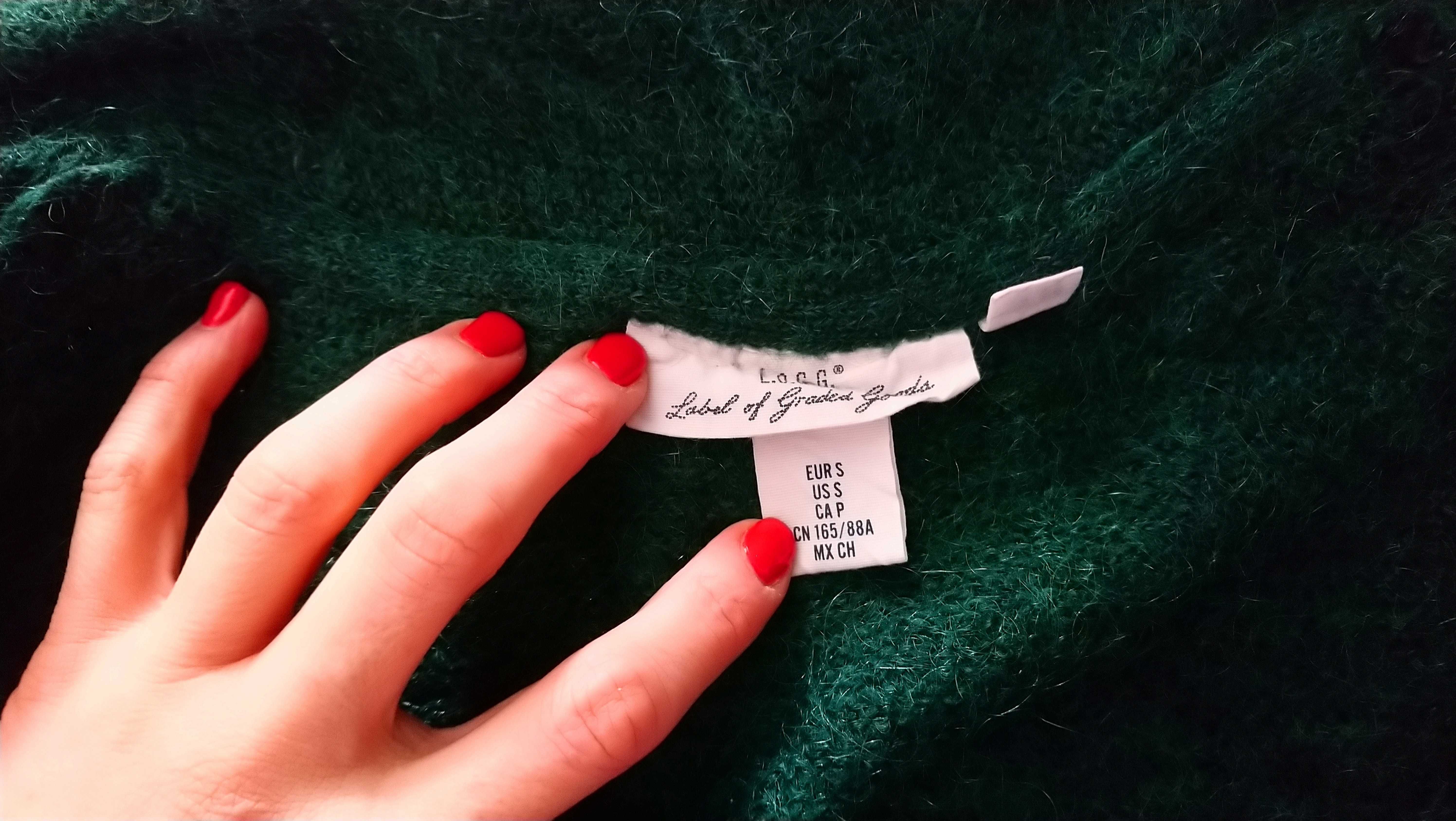 Moher h&m akryl butelkowa zieleń kardigan sweter glamour r. S