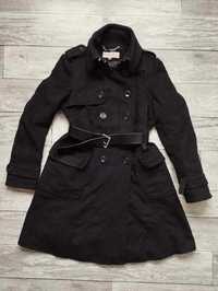 Piękny czarny wełniany płaszcz Karen Millen trencz